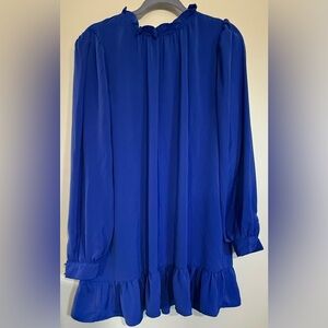 Pinch Royal Blue Long Sleeve Ruffle Hem swing dress